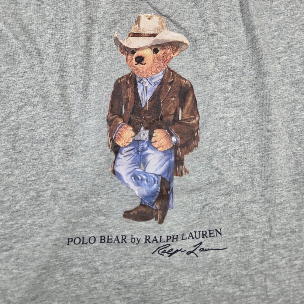 Polo Ralph Lauren Denim & Supply Cowboy Polo Bear T-Shirt Mens XL Gray Graphic - Picture 5 of 7